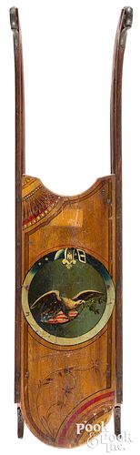 Painted sled, with central roundel, patriotic