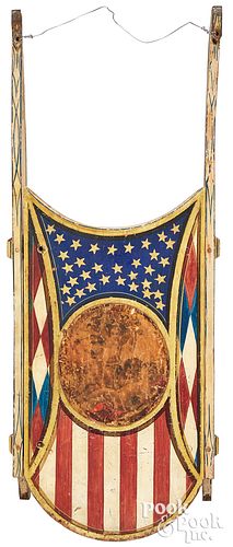 Painted Jennie sled, with patriotic motifs