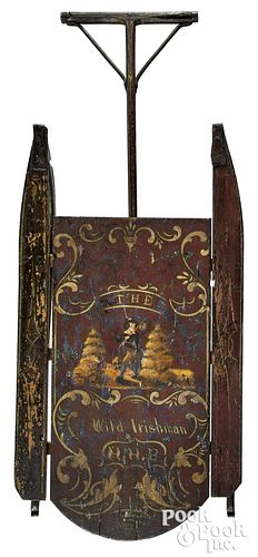 Painted sled, decorated with The Wild Irishman