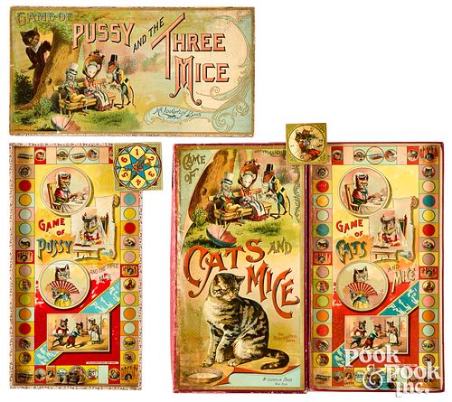 Two McLoughlin Bros. cat and mouse games