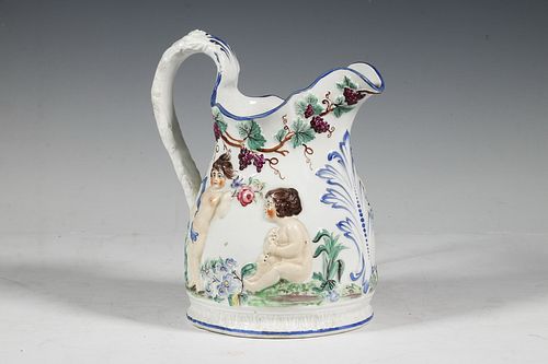 STAFFORDSHIRE PITCHER WITH PUTTI
