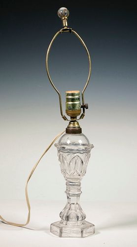 GLASS WHALE OIL LAMP AS TABLE LAMP
