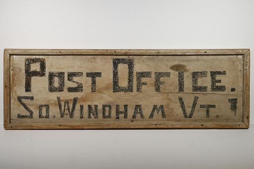 EARLY VERMONT WOODEN POST OFFICE SIGN
