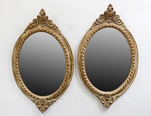 PAIR OF LOUIS XVI STYLE PAINTED MIRRORS