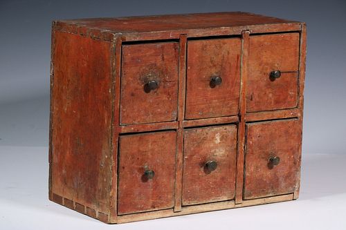 EARLY PAINTED SPICE CHEST