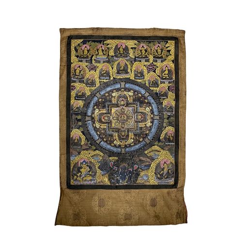 Silk / Embroidered Tibetan Mandala Tapestry