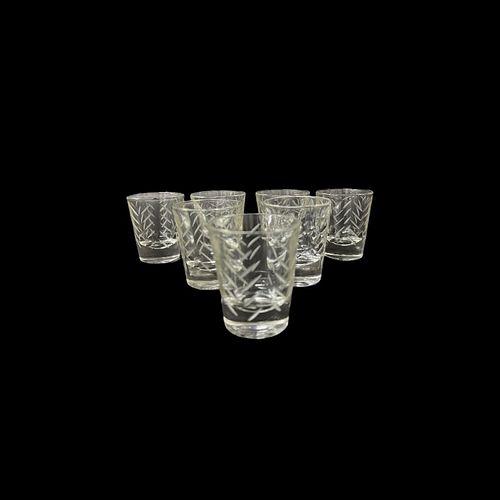 (7) Art Deco Stylized Crystal Shot Glasses