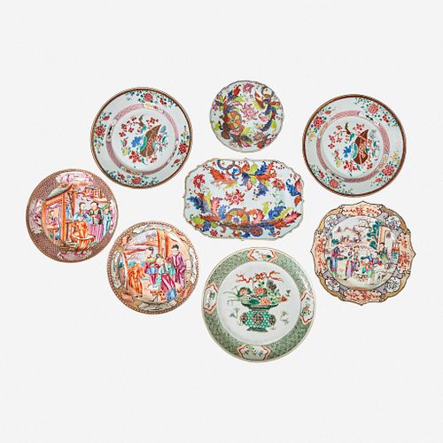 An assorted group of eight Chinese Export porcelain tablewares 18th/early 19th century