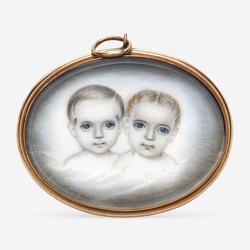 Mrs. Moses B. Russell (Clarissa Peters, 1809-1854) Portrait Miniature of a Girl and Boy