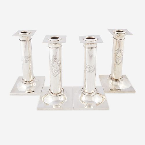 A set of four sterling silver candlesticks William B. Durgin Co., Concord, NH, early 20th century