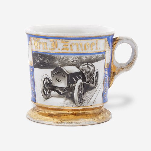 An occupational porcelain shaving mug belonging to Len Zengel (1888-1963) circa 1910