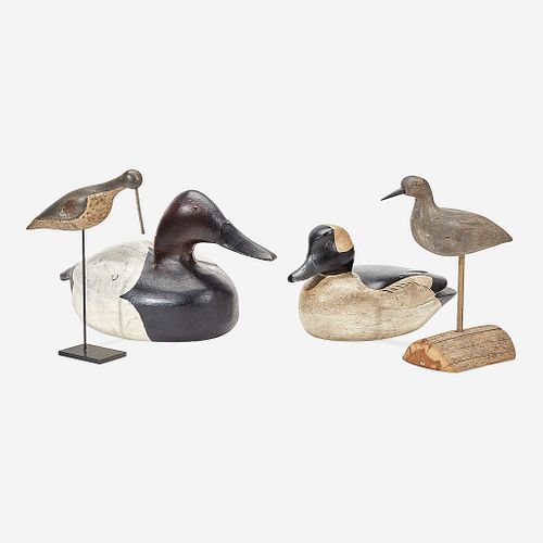 Four carved and painted decoys early to mid 20th century