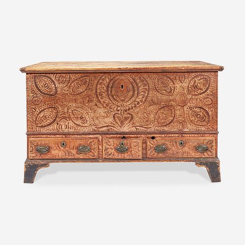 A painted and decorated blanket chest Berks County, PA, circa 1800