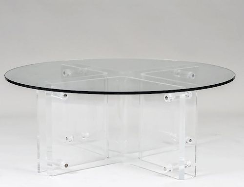 LUCITE AND GLASS LOW TABLE