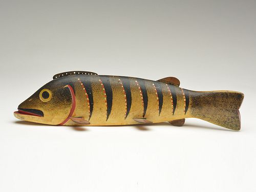 Possibly the most important fish decoy carved by Oscar Peterson, Cadillac, Michigan, 2nd quarter 20th century.