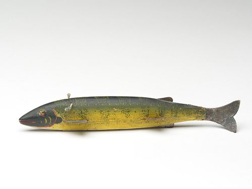 Excellent fish decoy, Harry Seymour, Lake Chautauqua, New York, last quarter 19th century.