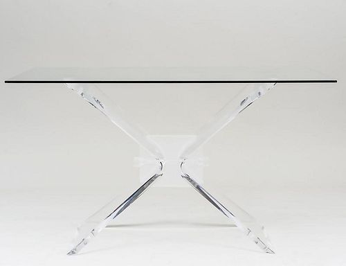 LUCITE AND GLASS DINING TABLE