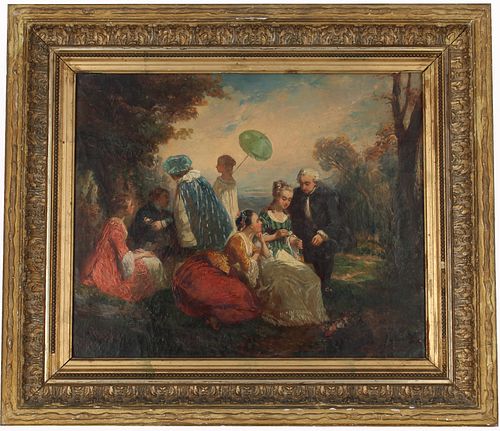 French School, 19th C. Figures in a Landscape