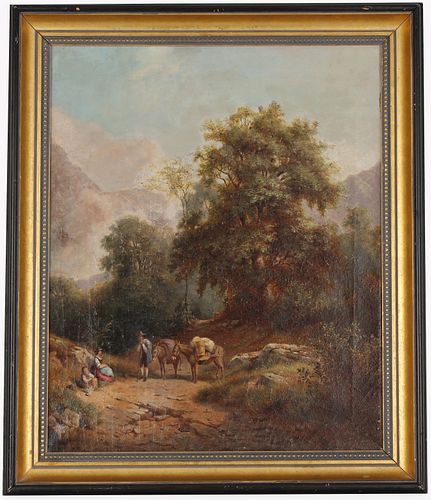 19th C. European School Painting of Travelers