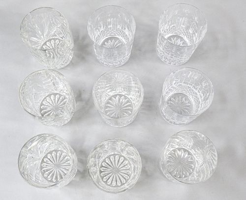 9 Waterford Crystal Double Old Fashioned Glasses