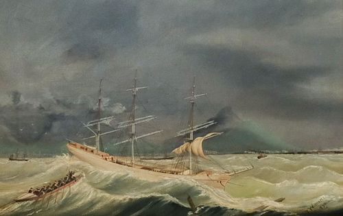 T.H. Williams, Schooner in Stormy Seas Painting