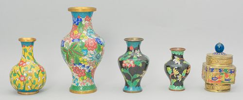 Lot of 4 Chinese Cloisonne Cabinet Vases
