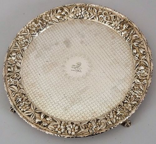 Kirk Sterling Repousse Hand Decorated Salver