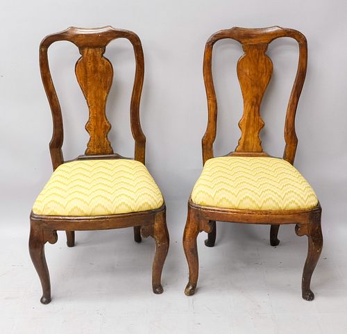 Pair of Period Dutch Baroque Walnut Side Chairs