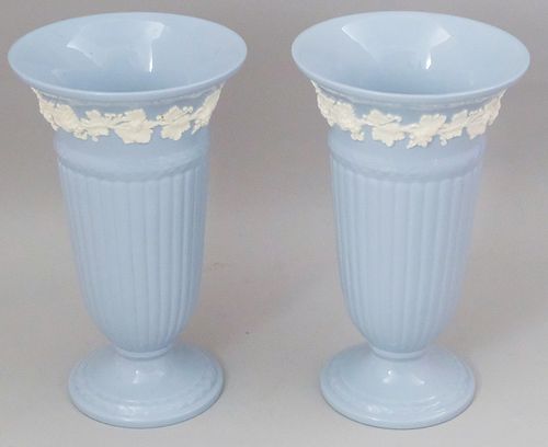 Pair of Wedgewood Queensware Embossed Vases