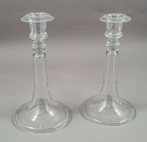 Pair of Baccarat Crystal Candle Sticks