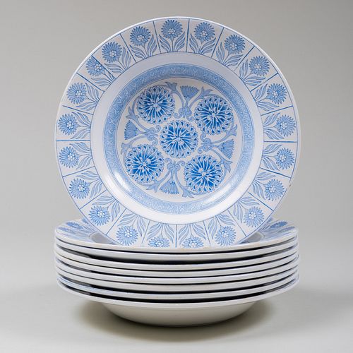 Set of Nine Wedgwood Transfer Printed Soup Plates in the 'Marigold' Pattern