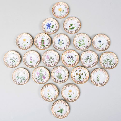 Set of Twenty-Two Royal Copenhagen Porcelain 'Flora Danica' Butter Pats