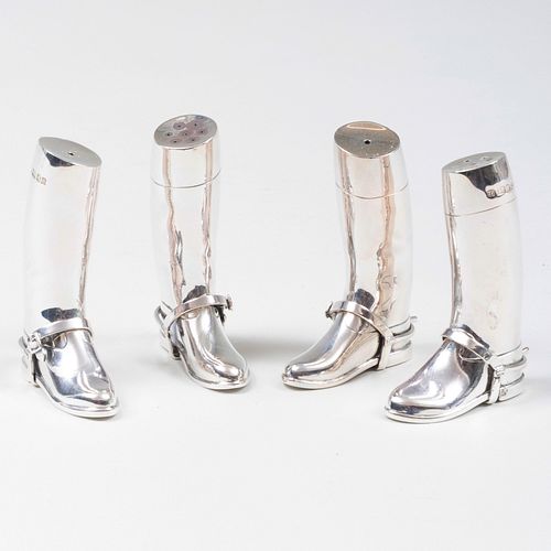 Two Pair of English Silver Boot Form Casters