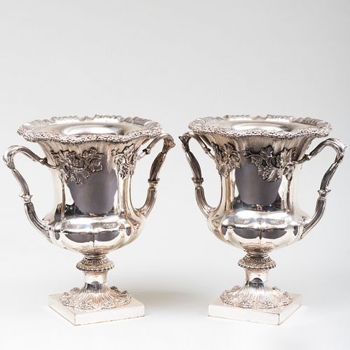 Pair of English Silver Plate Wine Coolers