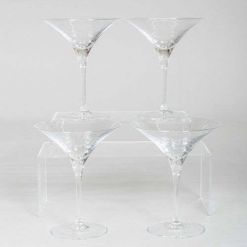 Set of Four Cartier Colorless Glass Martini Glasses 
