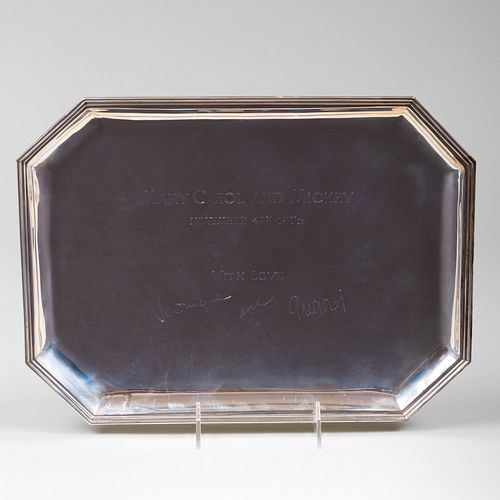 Cartier Silver Wedding Tray Inscribed from Gregory and Veronique Peck