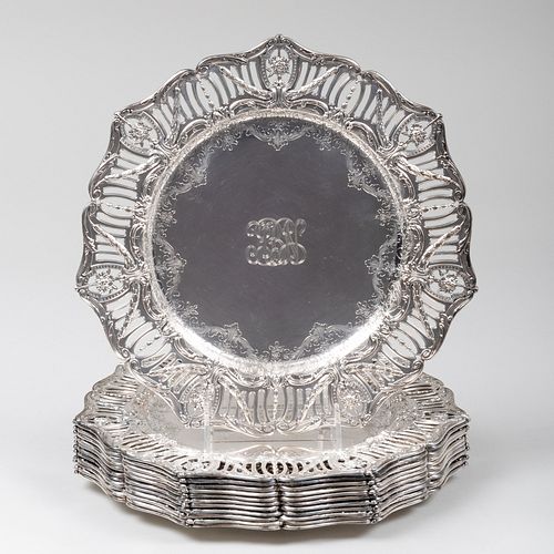 Set of Twelve American Silver Place Plates