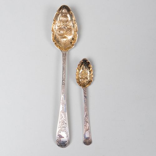 Set of George III Scottish and Victorian Silver Berry Spoons