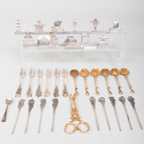Group of Silver Chinoiserie Table Wares