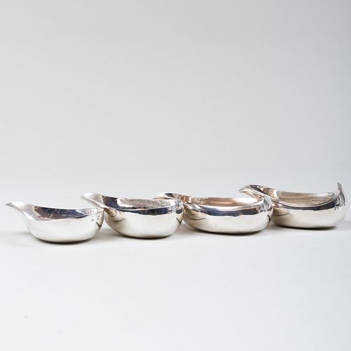 Group of Four George II and George III Silver Pap Boats