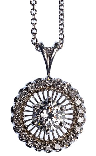 Jabel 18k White Gold and Diamond Pendant on 14k White Gold Necklace