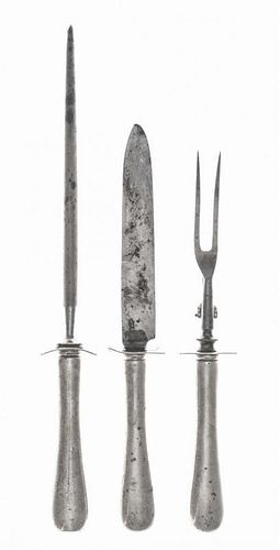 An American Silver Three-Piece Carving Set, Gorham Mfg. Co., Providence, RI, 19th Century, comprising a knife, a fork and a shar