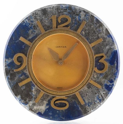 Cartier Lapis Lazuli & Gilt Metal Desk Clock