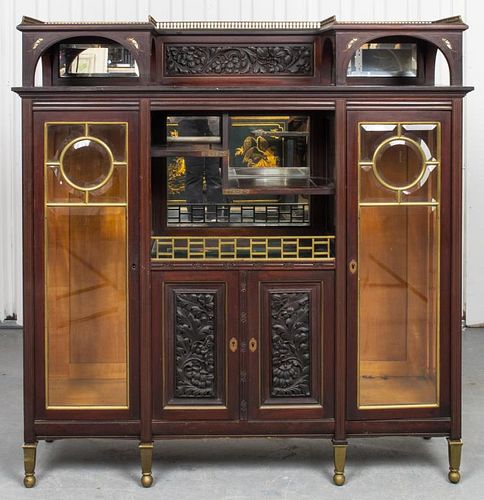 Aesthetic Movement Inlaid Hardwood Display Cabinet