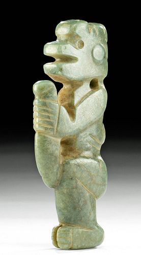 Rare Costa Rican Jade Pendant - Man w/ Fish