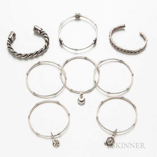 Eight Silver Bracelets