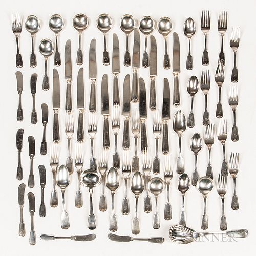 Frank W. Smith "Fiddle Thread" Partial Sterling Silver Flatware Service