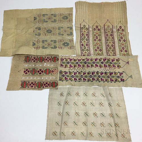Five Turkish Embroidered Panels