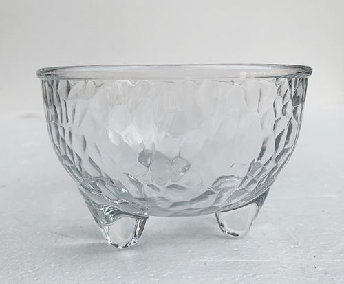 Textured Clear Small Footed Glass Bowl by Crisa