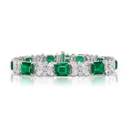 24.45ct Emerald And 11.10ct Diamond Bracelet